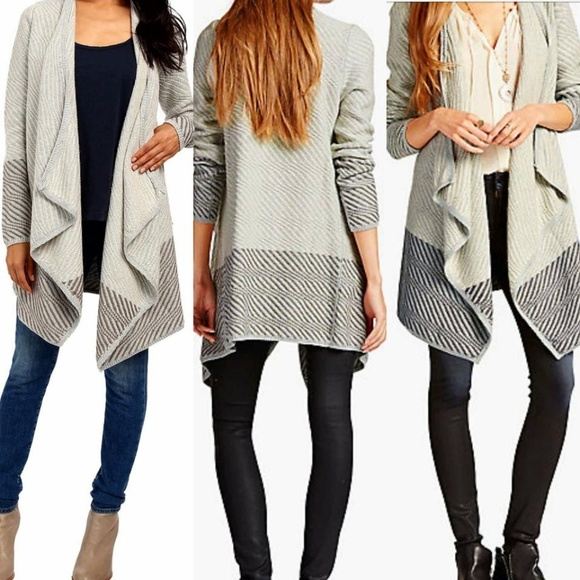 Lucky Brand Sweaters - Lucky Brand gray waterfall draped cardigan